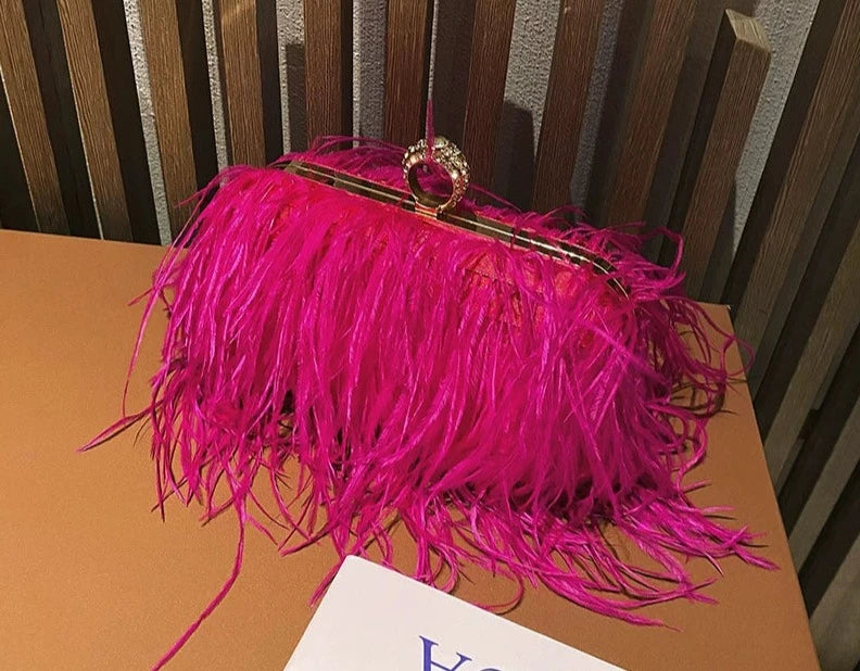 Away with Fairies - Diamond Studded Handmade Ostrich Hair Bag