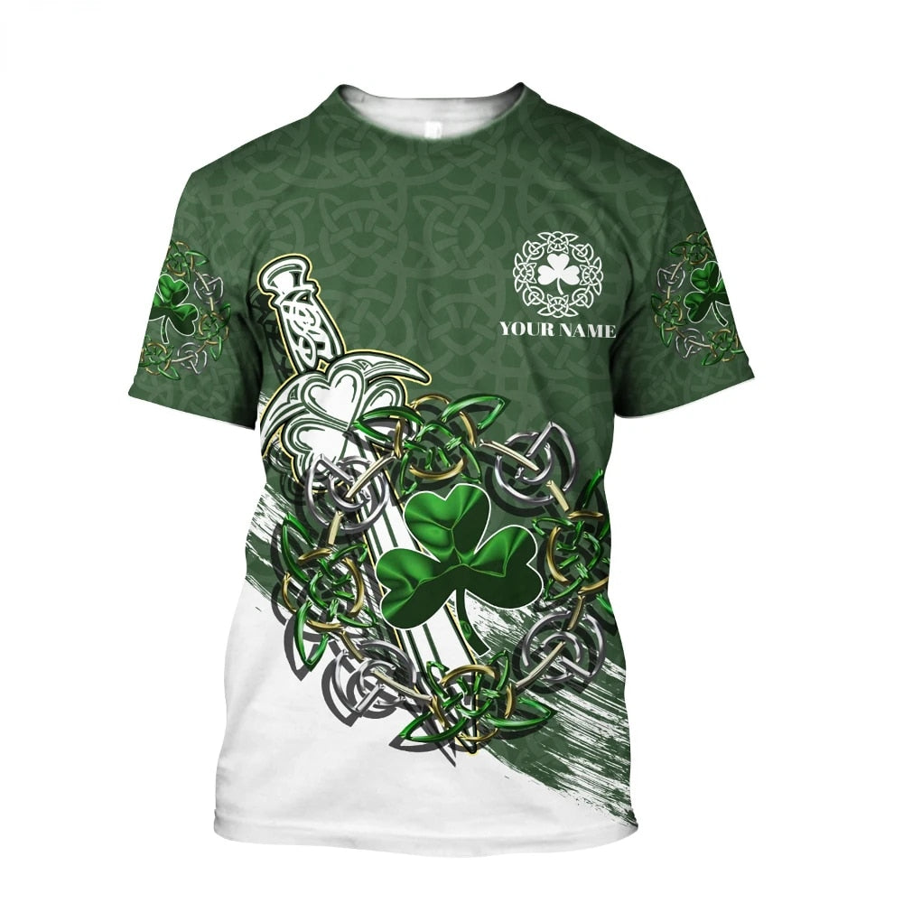 Irish Celtic Short Sleeve Men's T-shirt, Custom Name
