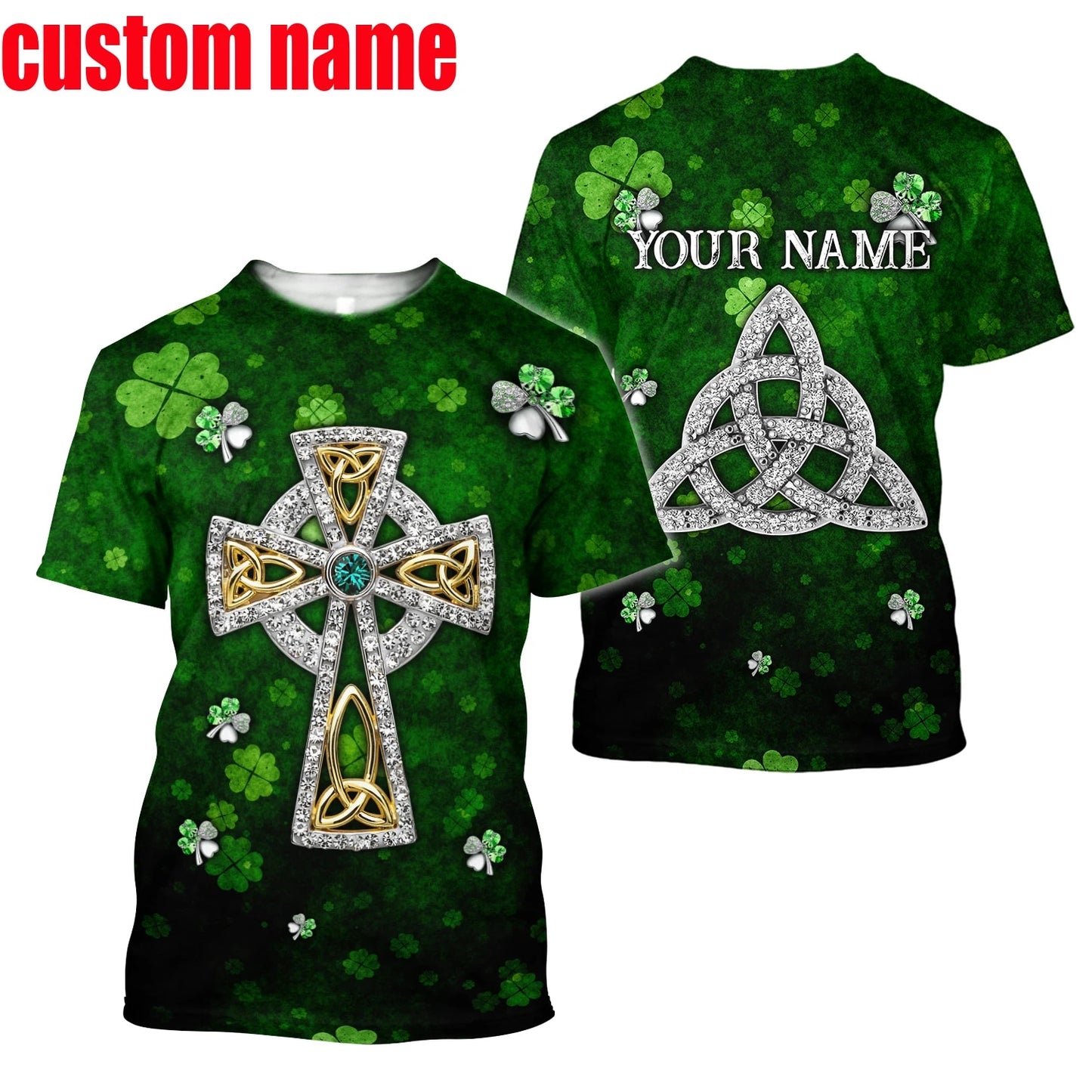 Irish Celtic Short Sleeve Men's T-shirt, Custom Name