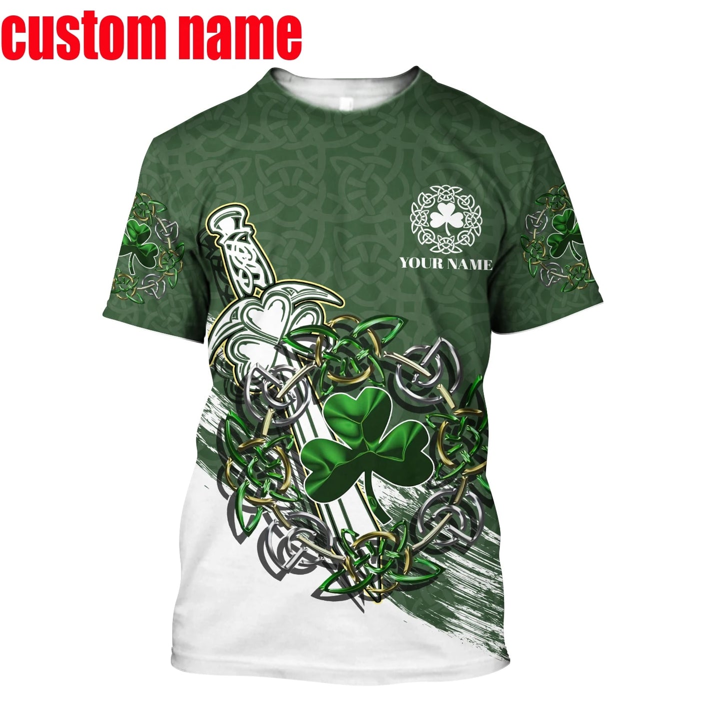 Irish Celtic Short Sleeve Men's T-shirt, Custom Name