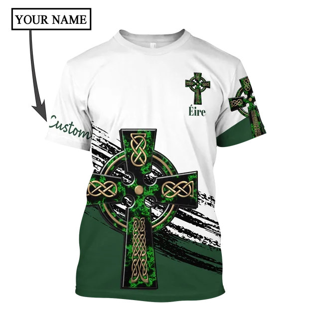 Irish Celtic Short Sleeve Men's T-shirt, Custom Name