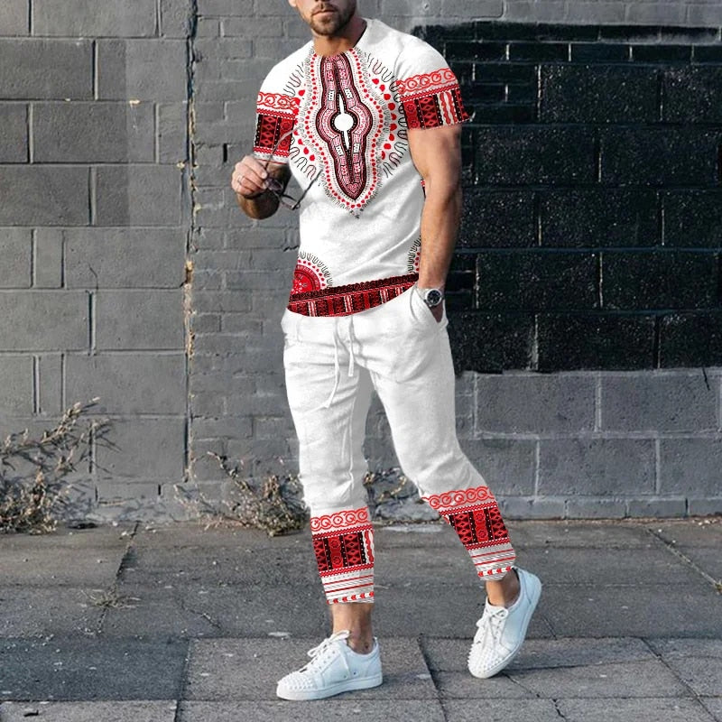 African Dashiki T-Shirts Sweatpants Sets