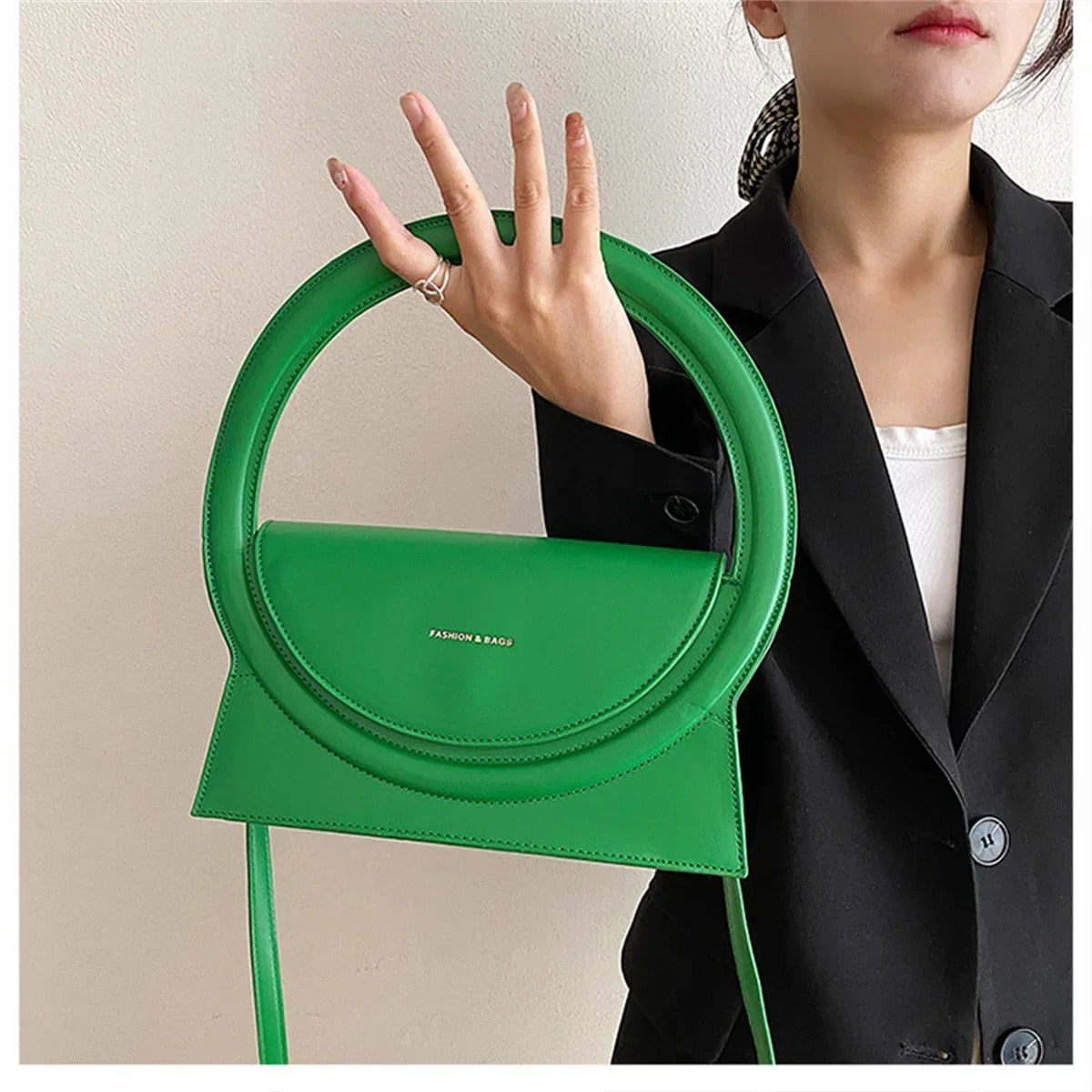 Jaqueline - Woman's Luxury Designer Leather Circle Shoulder Bag