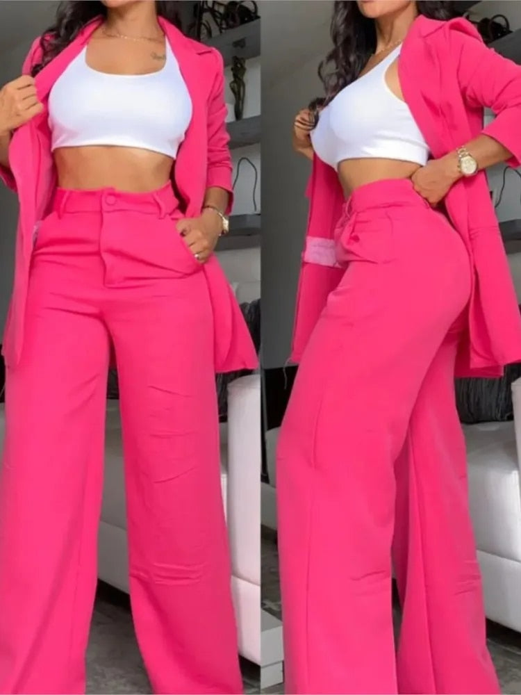 Spring Vacation - Elegant Two-Piece Pants Suit