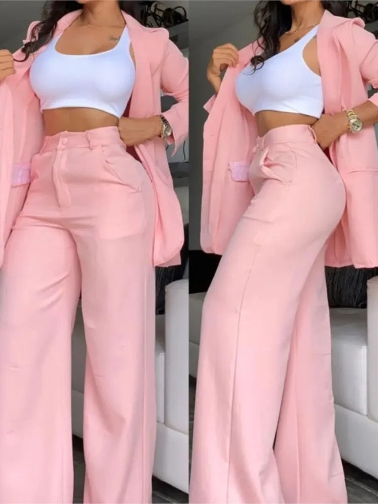 Spring Vacation - Elegant Two-Piece Pants Suit