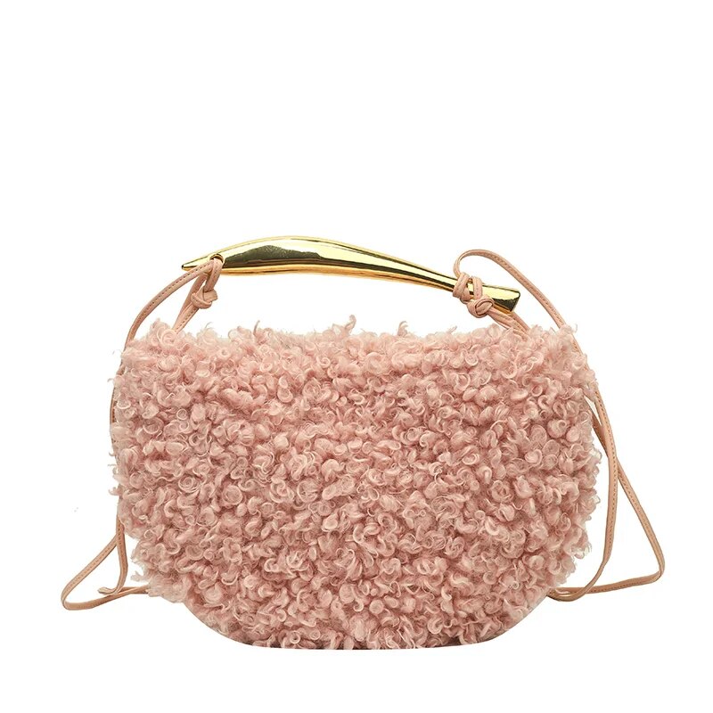 Heritage - Luxury Faux Lamb's Wool Sardine Shaped Handle Evening Bag