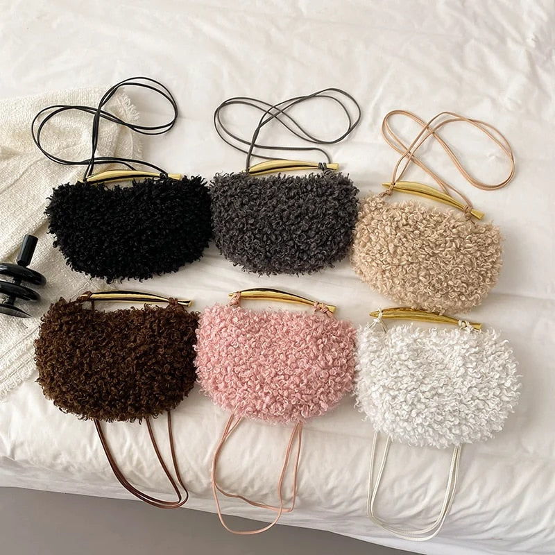 Heritage - Luxury Faux Lamb's Wool Sardine Shaped Handle Evening Bag
