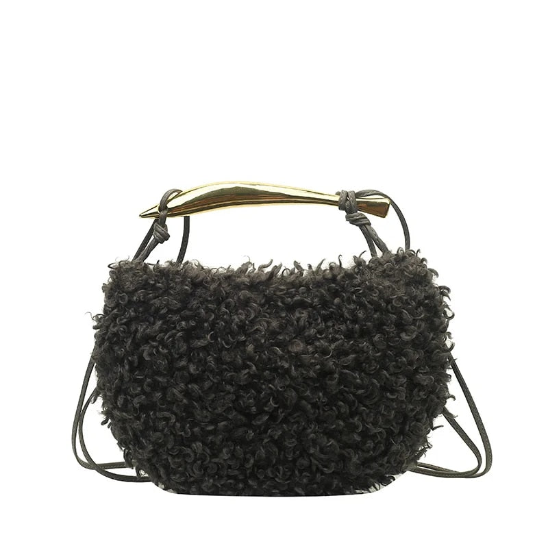 Heritage - Luxury Faux Lamb's Wool Sardine Shaped Handle Evening Bag