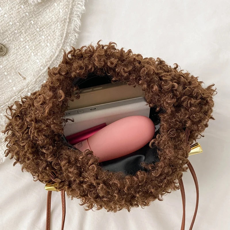 Heritage - Luxury Faux Lamb's Wool Sardine Shaped Handle Evening Bag