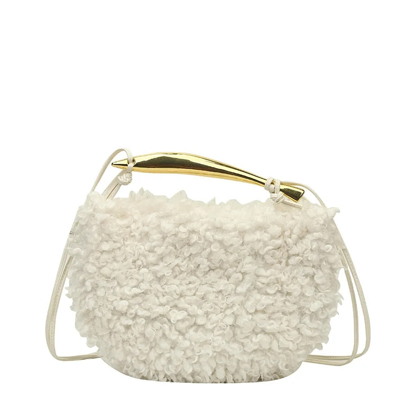 Heritage - Luxury Faux Lamb's Wool Sardine Shaped Handle Evening Bag