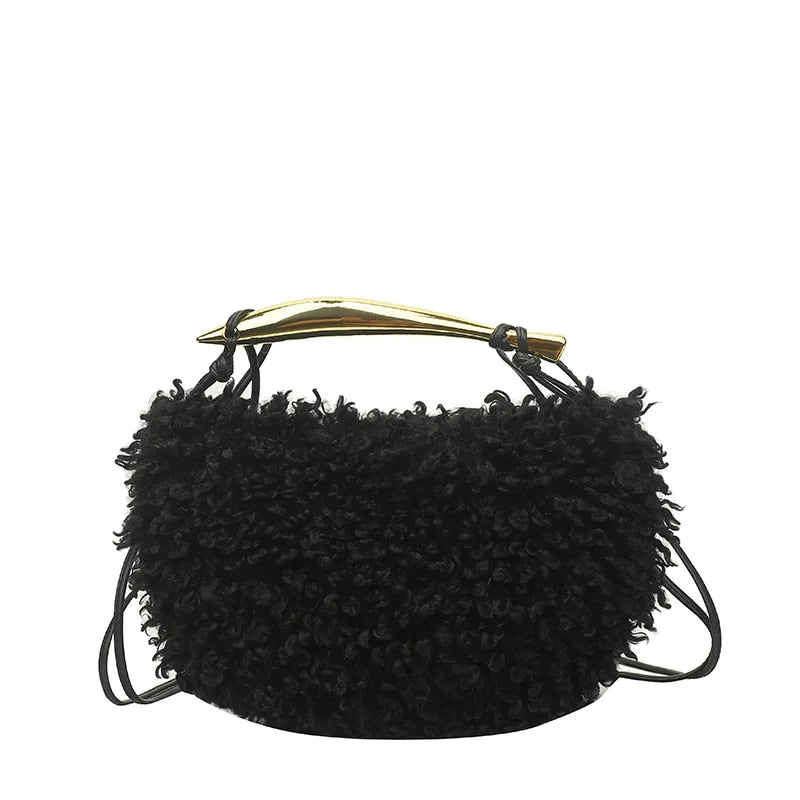 Heritage - Luxury Faux Lamb's Wool Sardine Shaped Handle Evening Bag