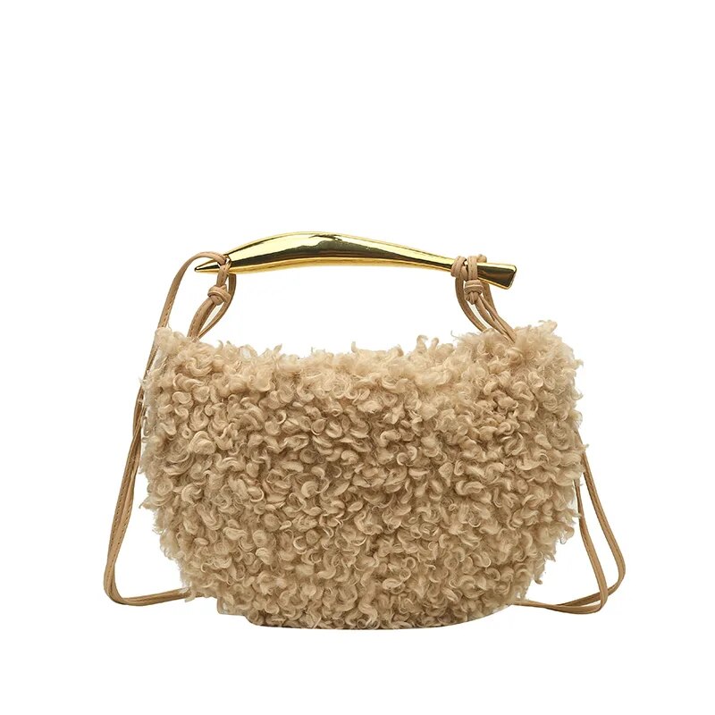 Heritage - Luxury Faux Lamb's Wool Sardine Shaped Handle Evening Bag