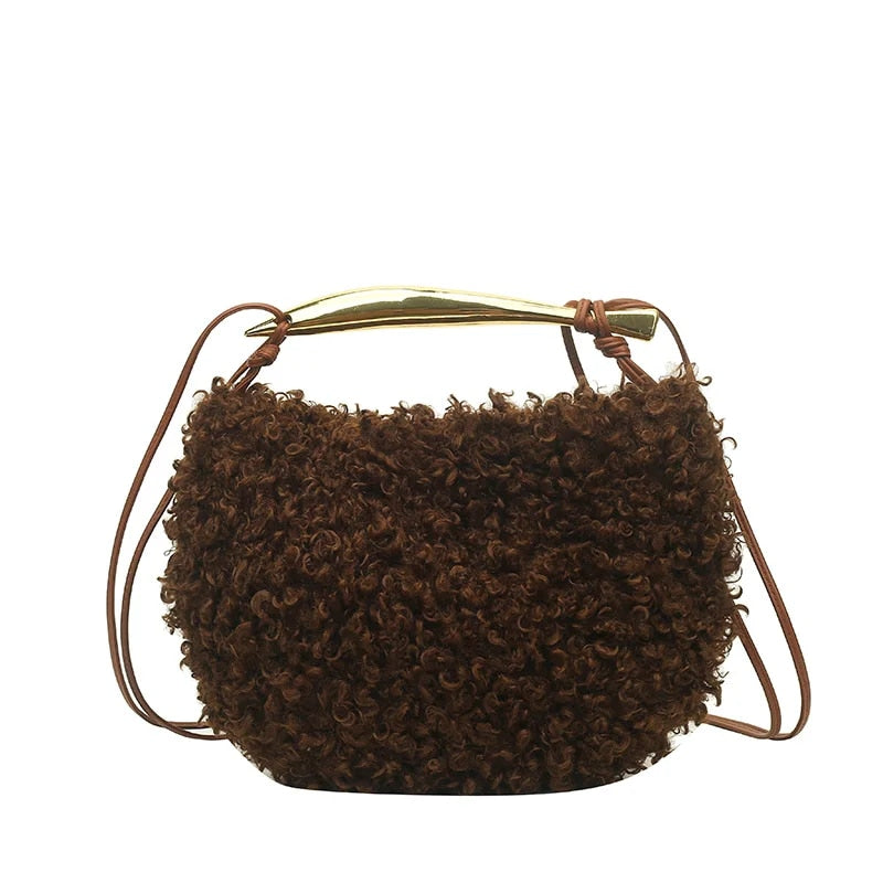 Heritage - Luxury Faux Lamb's Wool Sardine Shaped Handle Evening Bag