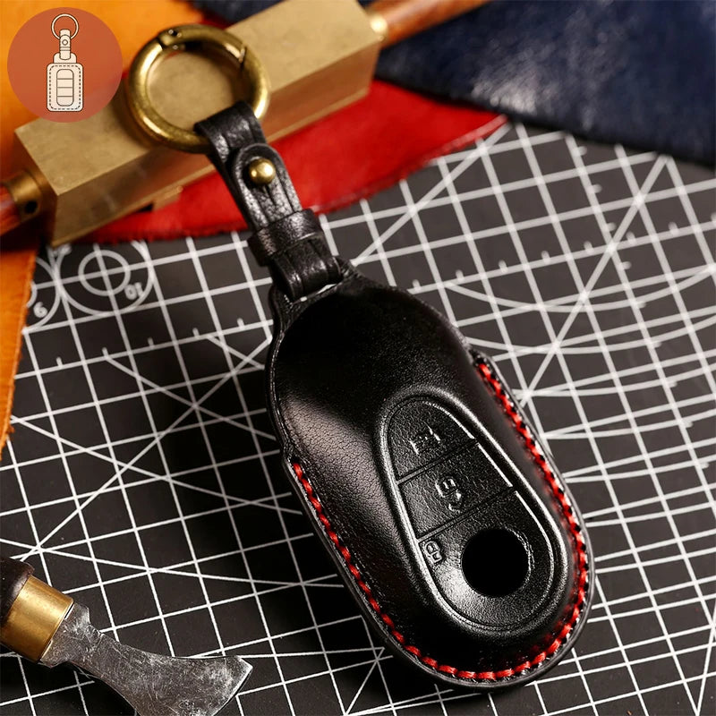 Leather Key Case Cover Car Accessories Fob Protector for Mercedes Benz S400L S450/S500 MaybachS480 Keychain Holder Keyring Shell