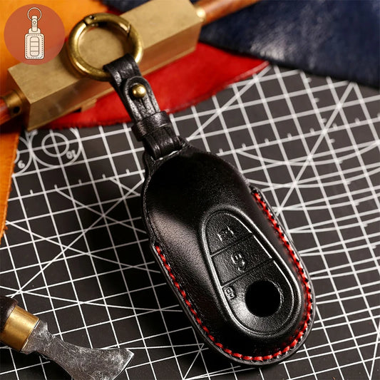 Leather Key Case Cover Car Accessories Fob Protector for Mercedes Benz S400L S450/S500 MaybachS480 Keychain Holder Keyring Shell