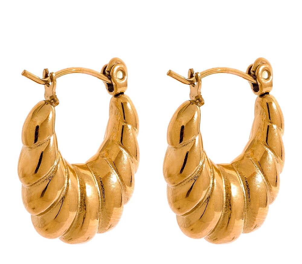 Chic Small Stainless Steel Croissant Hoop Earrings