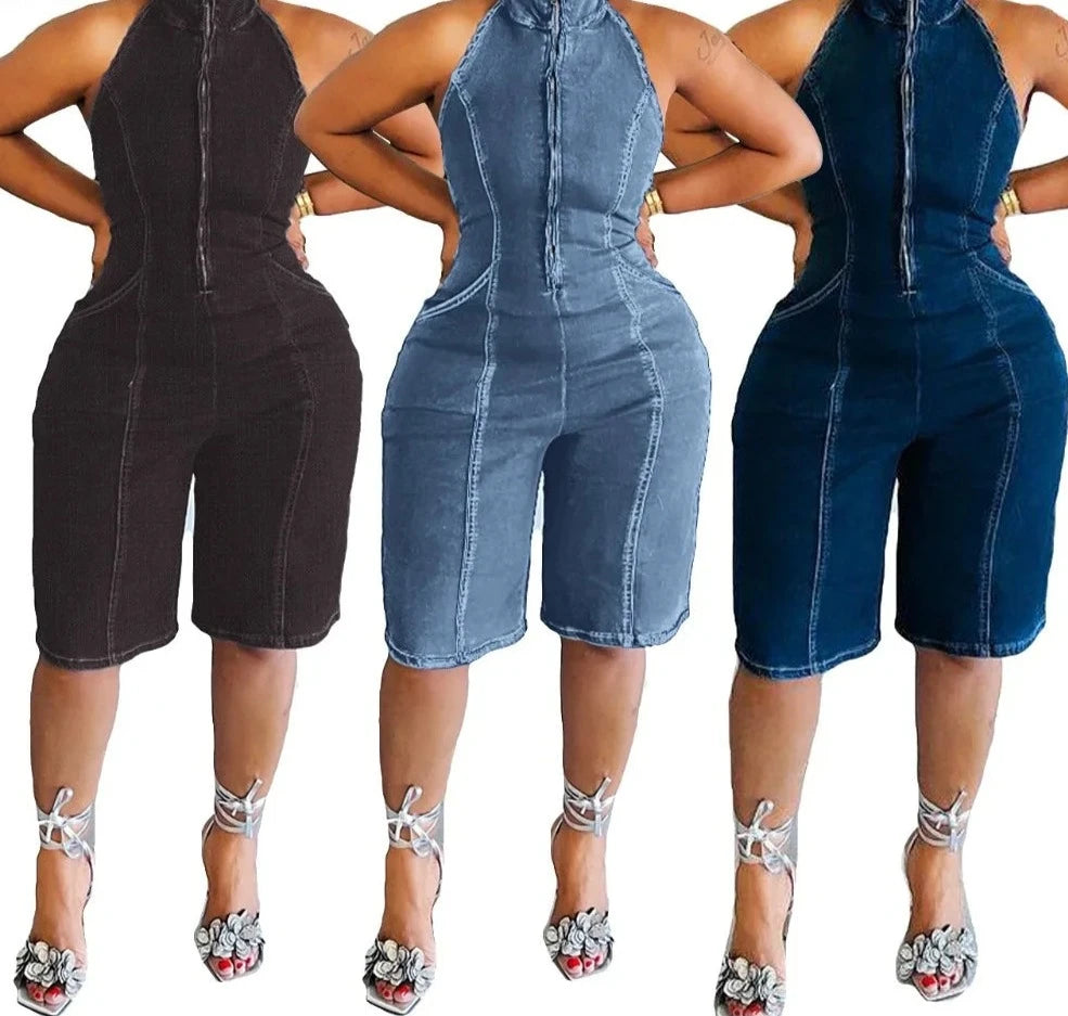 GiGi - Fashion Denim Backless Romper