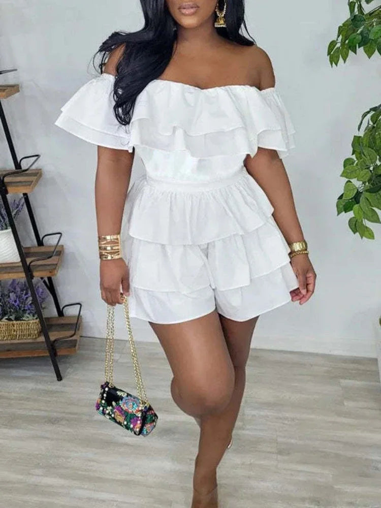 Yasmine - Playful Butterfly Off the Shoulder Romper