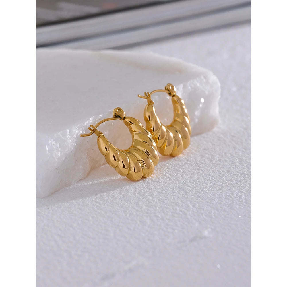 Chic Small Stainless Steel Croissant Hoop Earrings