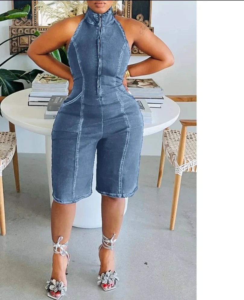 GiGi - Fashion Denim Backless Romper