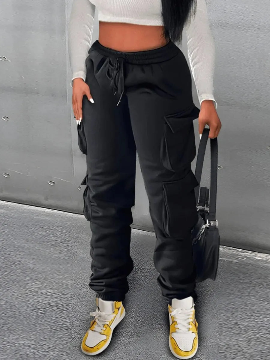 Gone Shopping - Trendy Cargo Drawstring Sweatpants