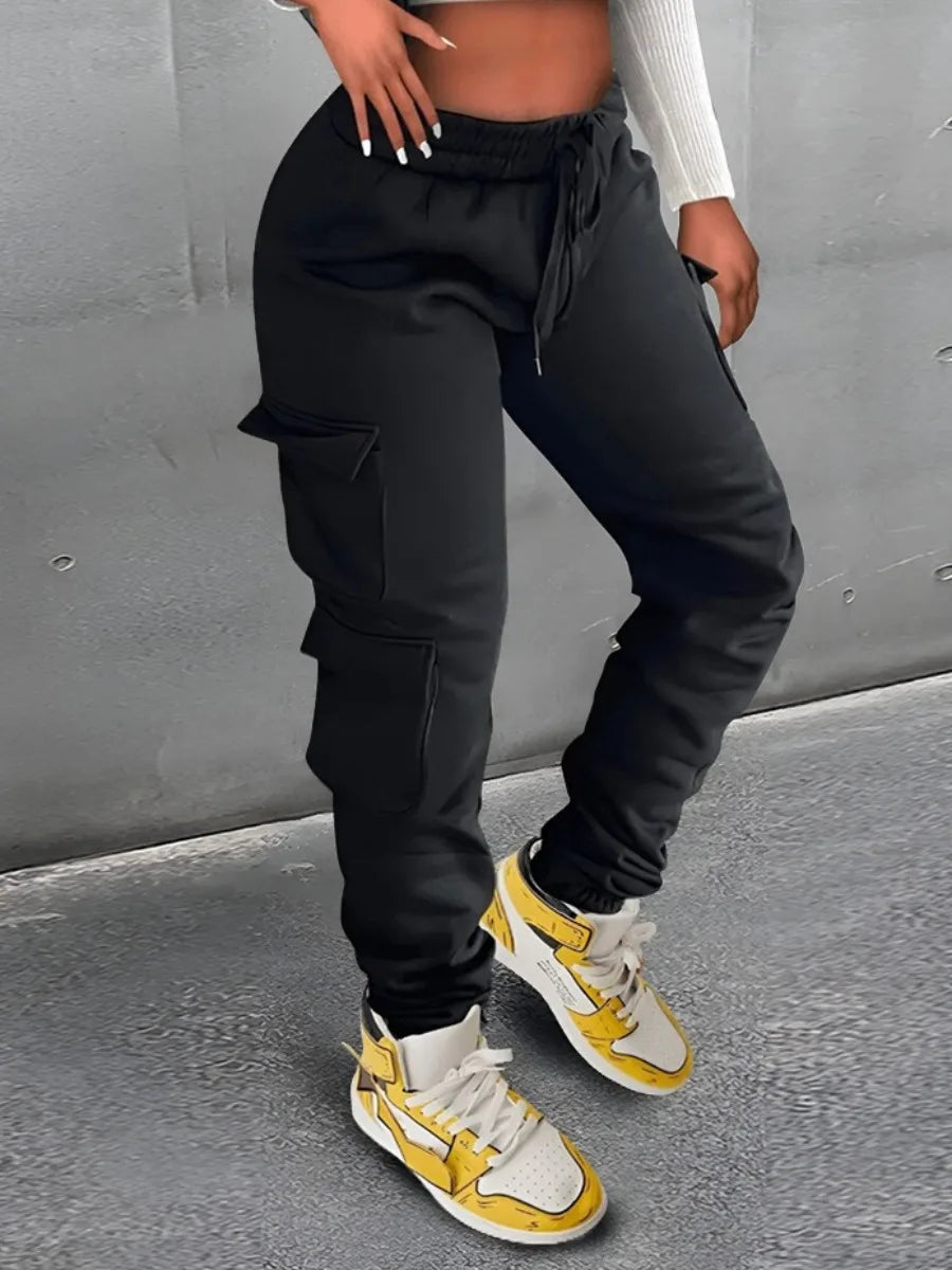 Gone Shopping - Trendy Cargo Drawstring Sweatpants