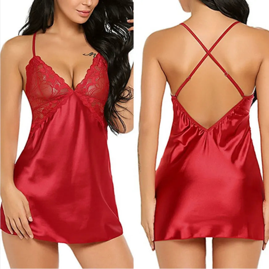 Women's Sexy Lace Satin Nightdress