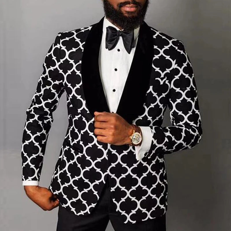 Jack - Single Button Pattern Print Men Casual Suit Blazer