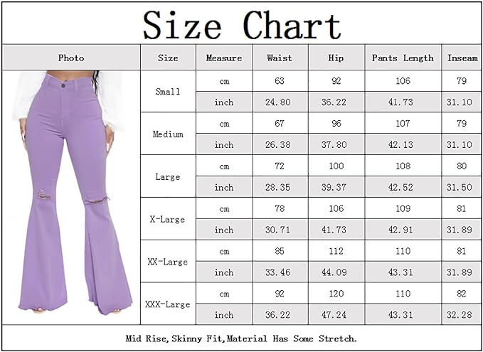 Woodstock - Women's High Waist Fashion Purple Ripped Flared Jeans