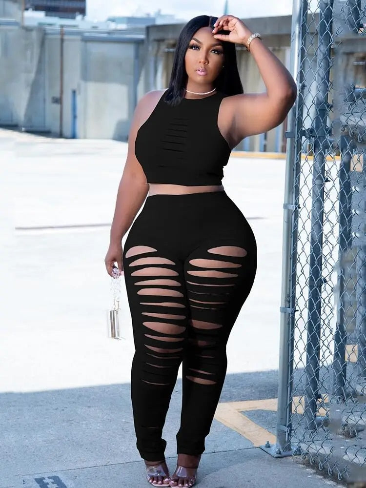 Roxanne - Two-Piece Plus Size Set, Sleeveless  Top
