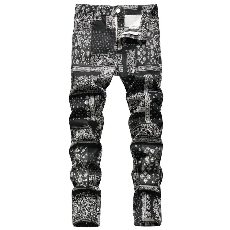 Men's Trendy 3D Print Slim Fit Stretch Jeans