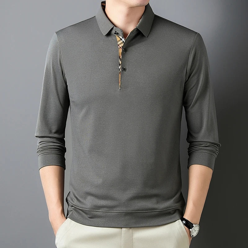 Men's Casual Long Sleeve Polo Shirt