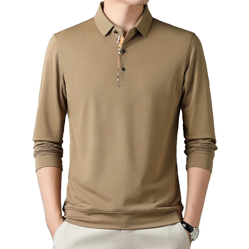 Men's Casual Long Sleeve Polo Shirt