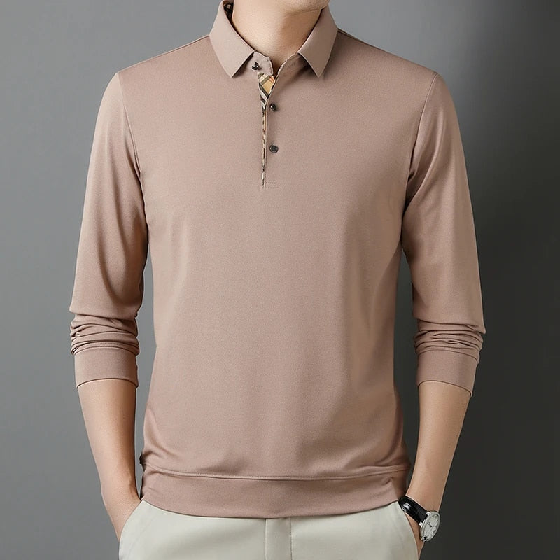 Men's Casual Long Sleeve Polo Shirt