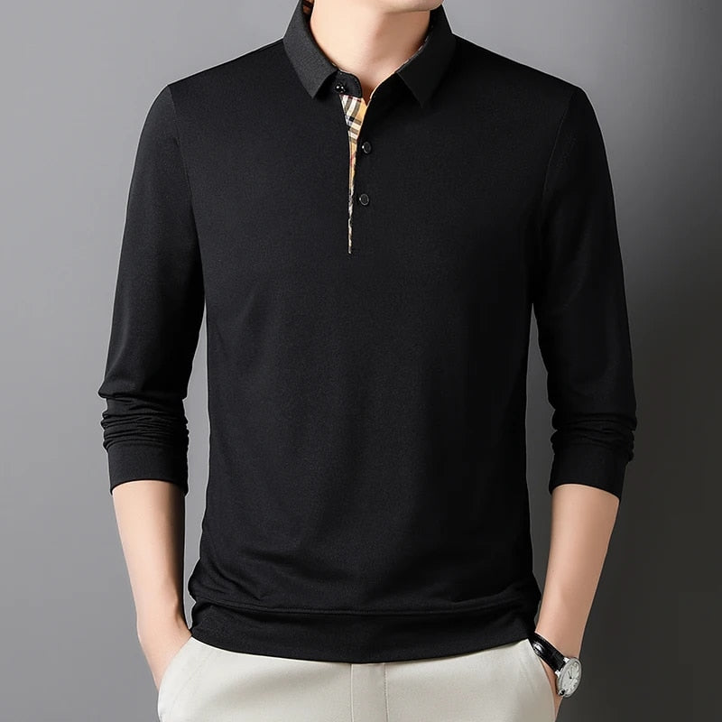 Men's Casual Long Sleeve Polo Shirt