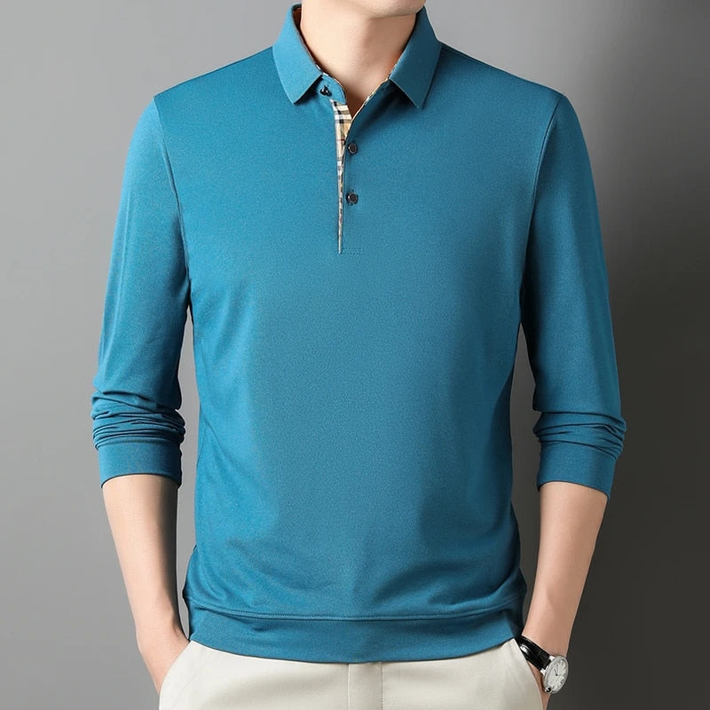 Men's Casual Long Sleeve Polo Shirt