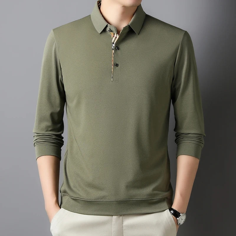 Men's Casual Long Sleeve Polo Shirt