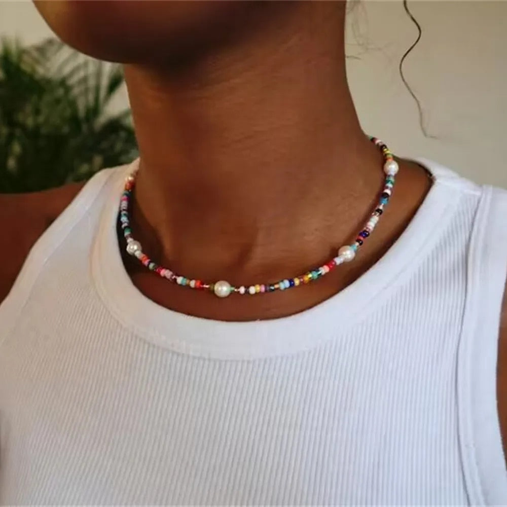 Arlo - Multilayer Boho Colorful Bead Chain Necklace