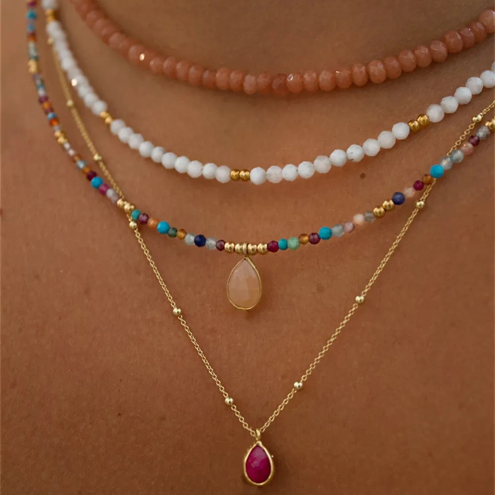 Arlo - Multilayer Boho Colorful Bead Chain Necklace