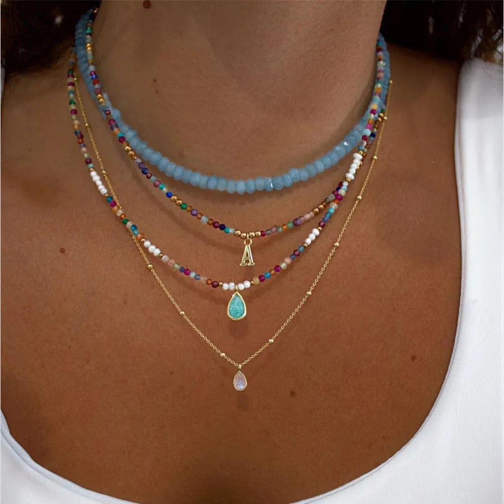 Arlo - Multilayer Boho Colorful Bead Chain Necklace