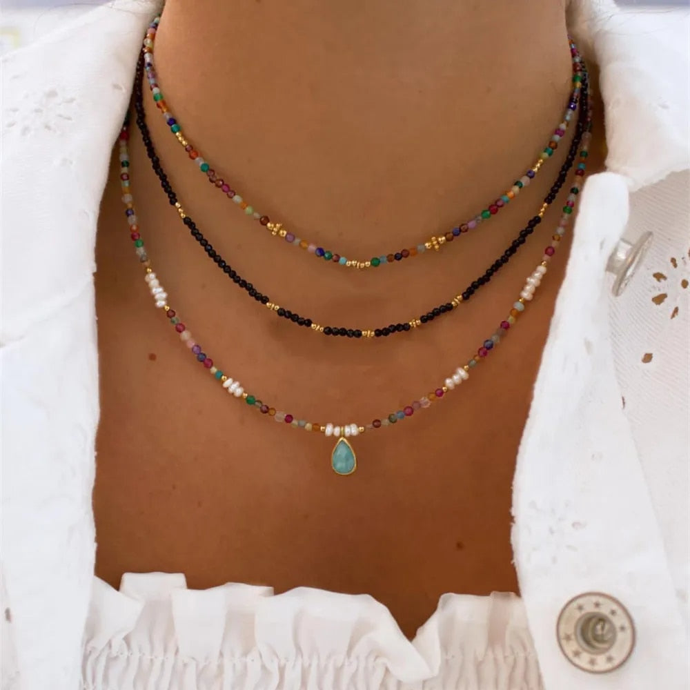 Arlo - Multilayer Boho Colorful Bead Chain Necklace