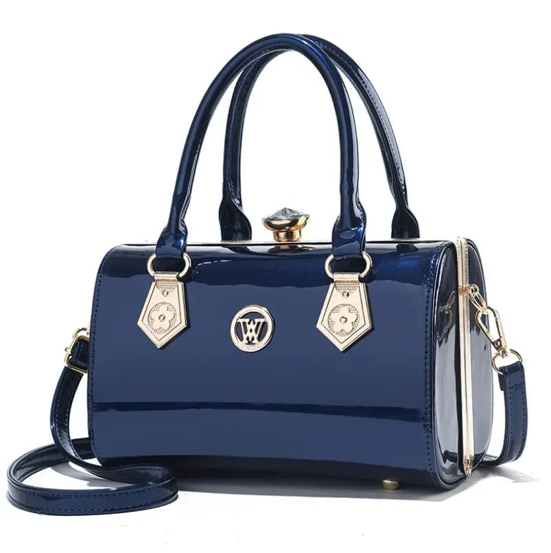 Wendy - Luxury Patent Leather Women's Handbag with Rhinestone Decor
