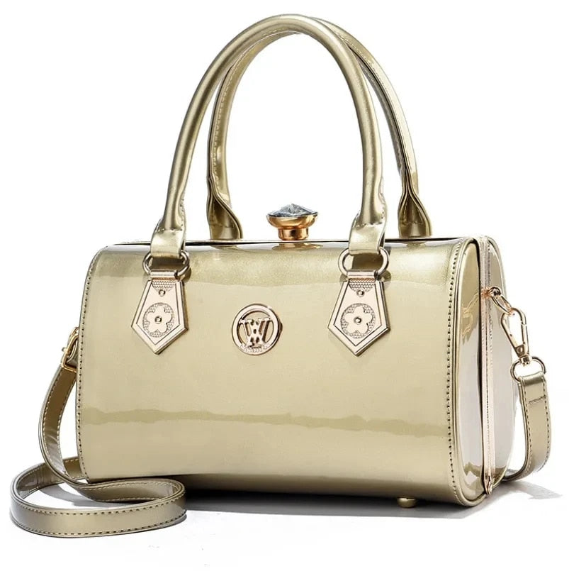 Wendy - Luxury Patent Leather Women's Handbag with Rhinestone Decor