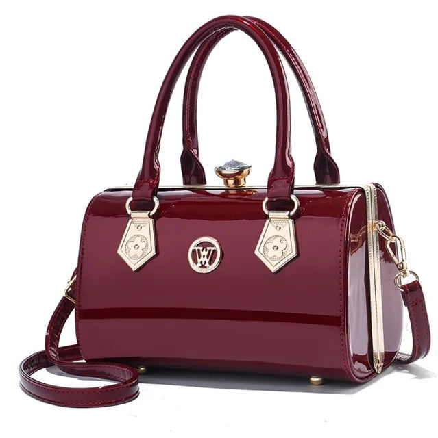 Wendy - Luxury Patent Leather Women's Handbag with Rhinestone Decor