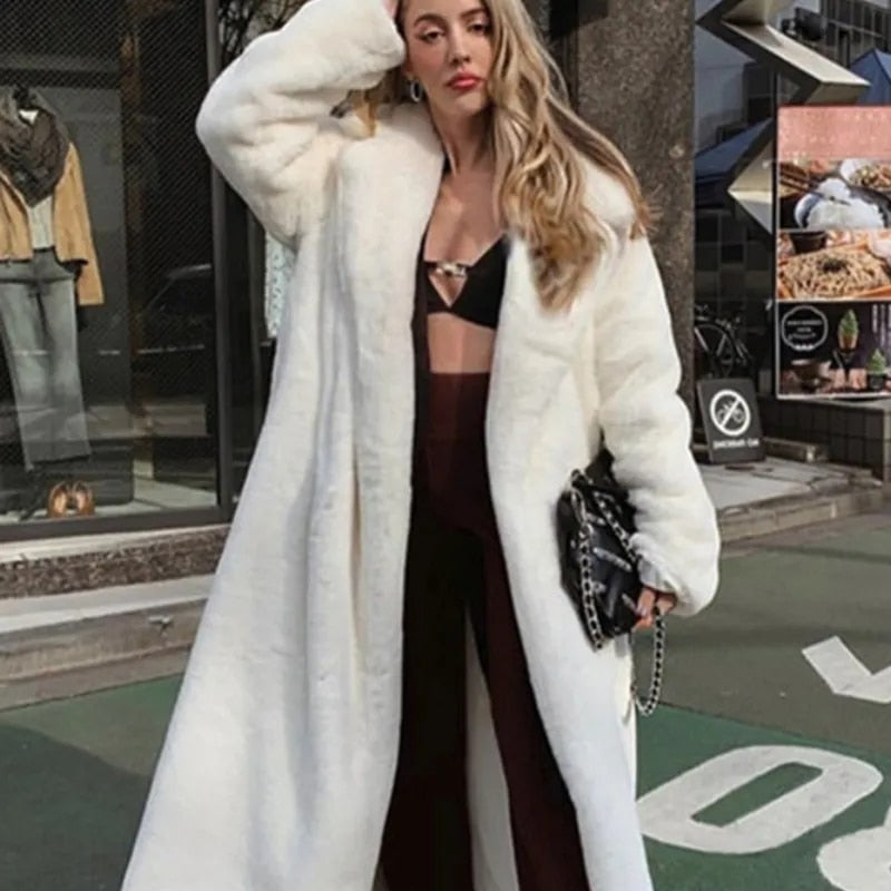 Cozy Vibes - Winter Warm, Thick Plush Faux Rabbit Fur Coat