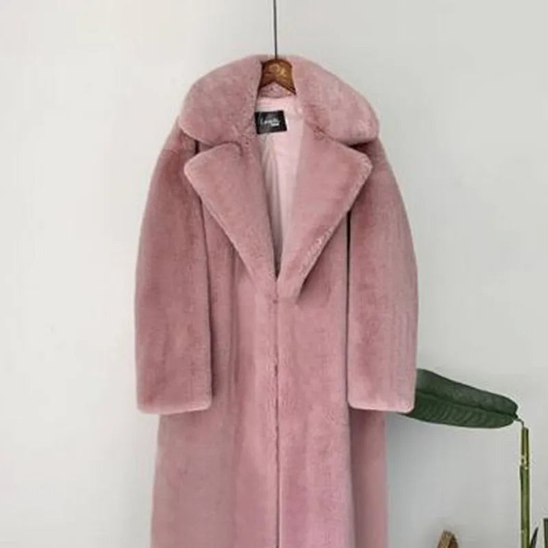 Cozy Vibes - Winter Warm, Thick Plush Faux Rabbit Fur Coat