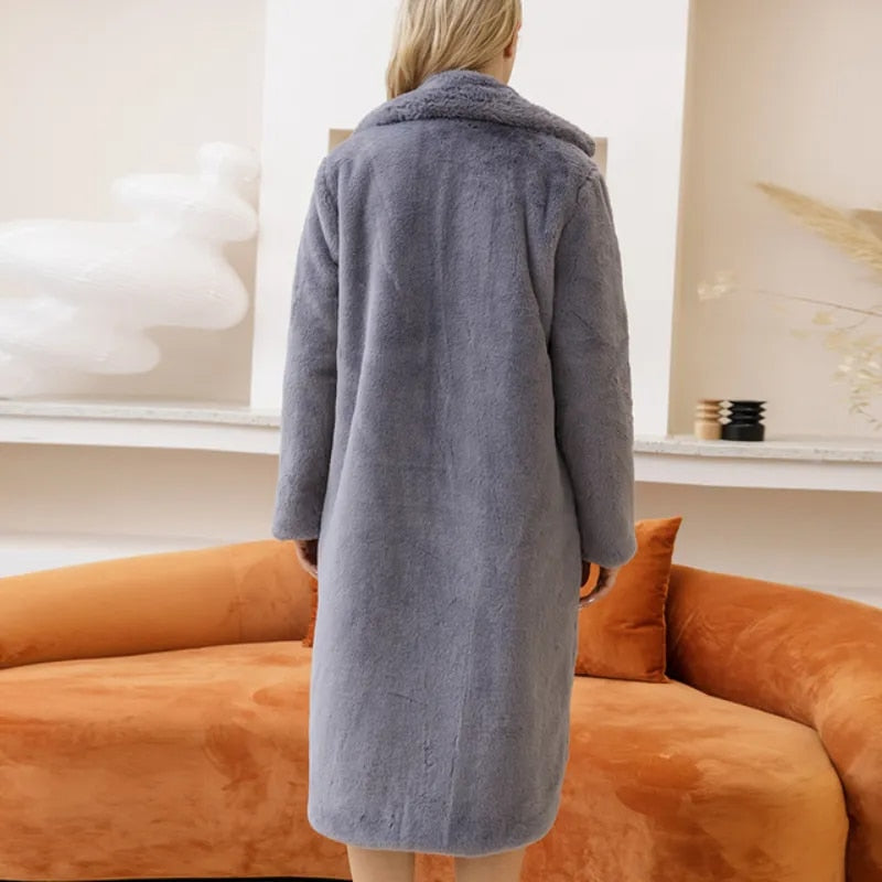 Cozy Vibes - Winter Warm, Thick Plush Faux Rabbit Fur Coat