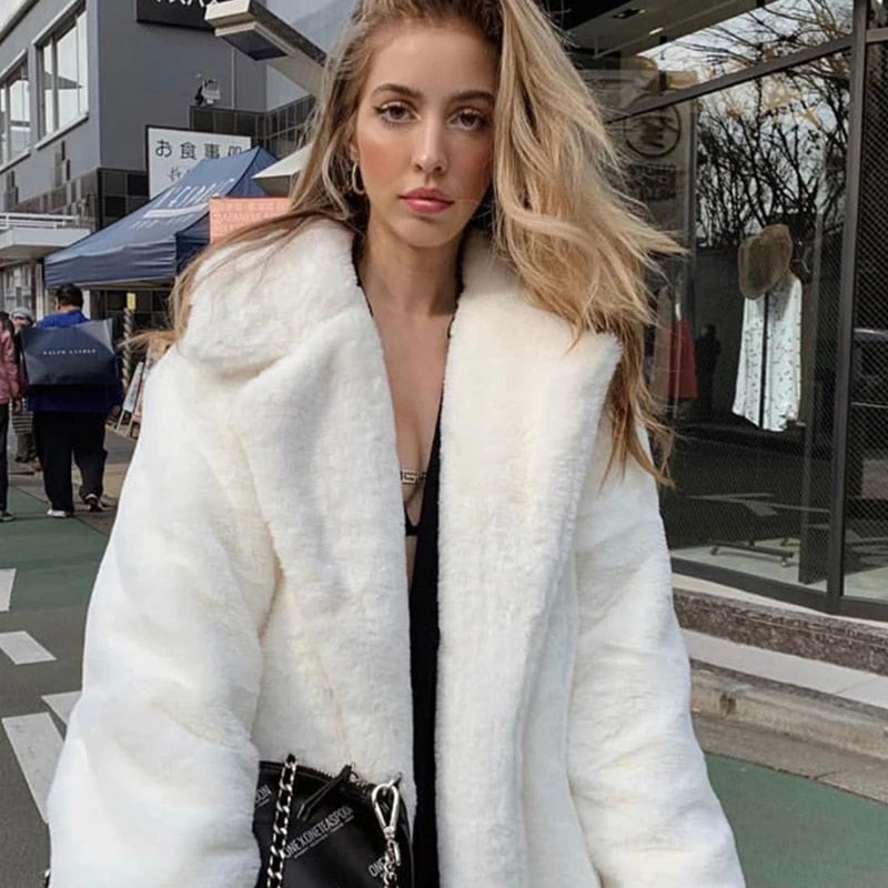 Cozy Vibes - Winter Warm, Thick Plush Faux Rabbit Fur Coat