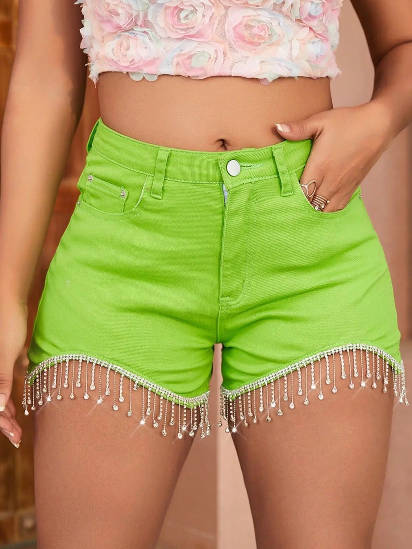 Miranda - Women's Sexy Fashion Rhinestone Tassel Denim Shorts