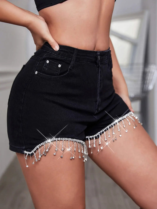 Miranda - Women's Sexy Fashion Rhinestone Tassel Denim Shorts